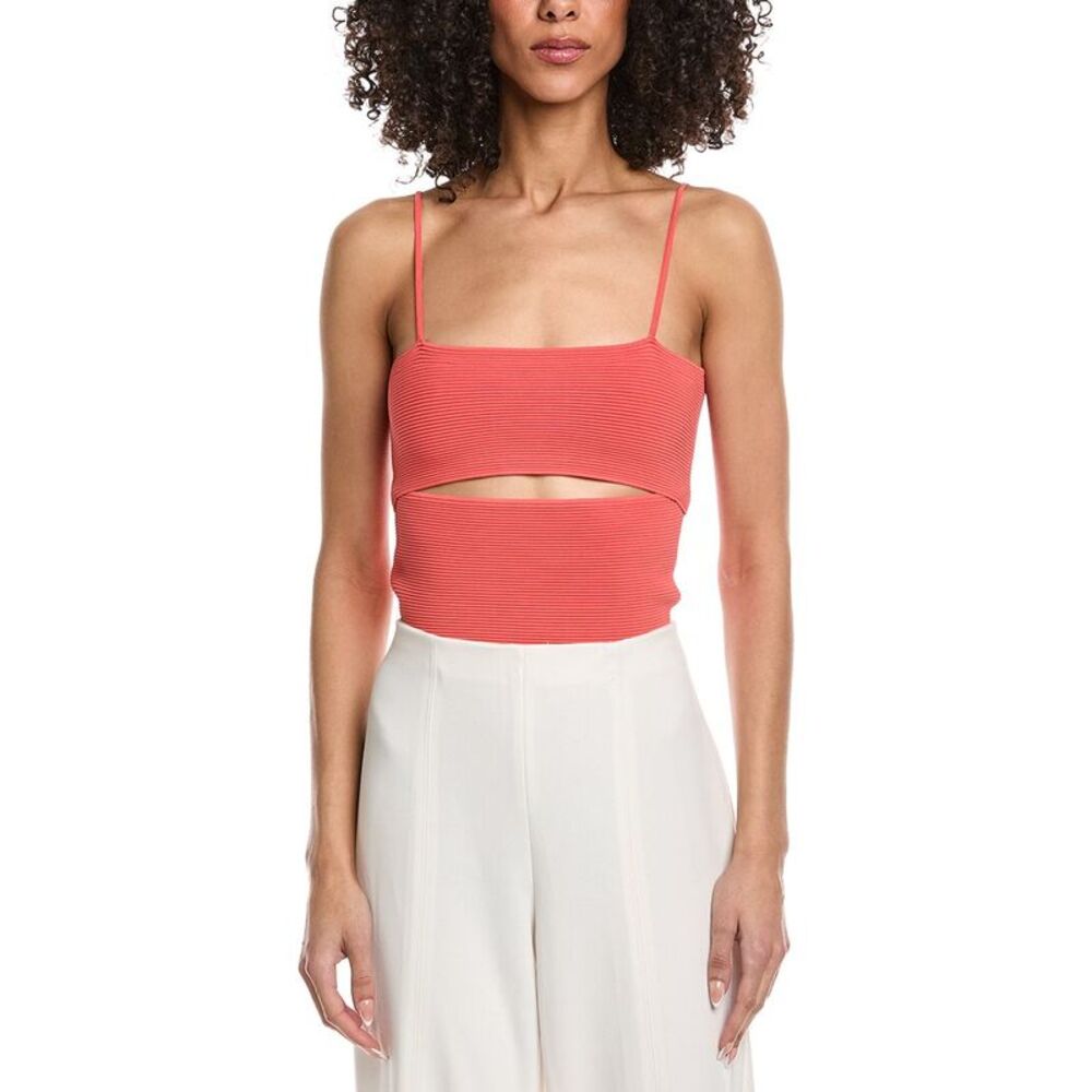 Lapointe Womens  Crepe Matte Front Slit Tank, Red